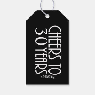 30th or ANY AGE Black Birthday Gift Tag