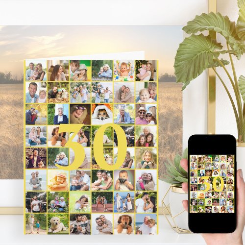 30th or Any Age Photo Collage Big Birthday Card
