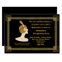 30th or any,Birthday Party,Gatsby chic,black gold Invitation