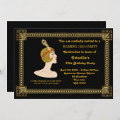 30th or any,Birthday Party,Gatsby chic,black gold Invitation (Front/Back)