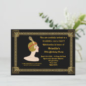 30th or any,Birthday Party,Gatsby chic,black gold Invitation (Standing Front)