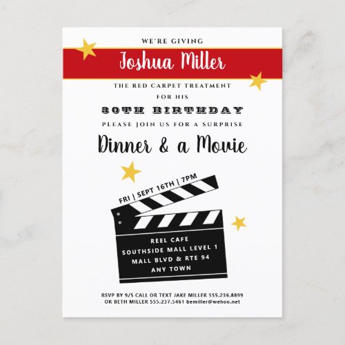 30th or Any Birthday Surprise Party Invitation Postcard