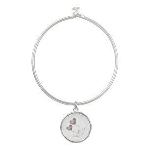 30th or any Pearl Wedding Anniversary heart Bangle Bracelet