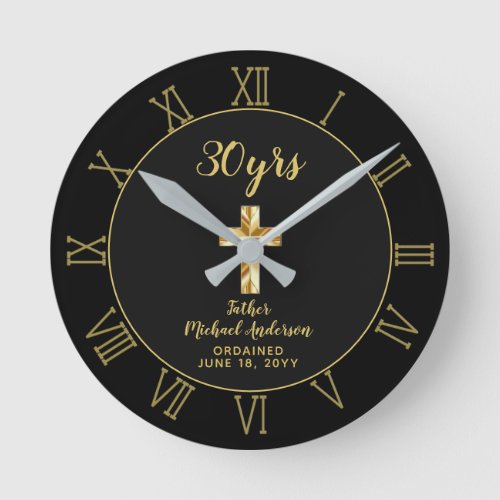 30th Ordination Anniversary Priest Clergy Deacon Round Clock