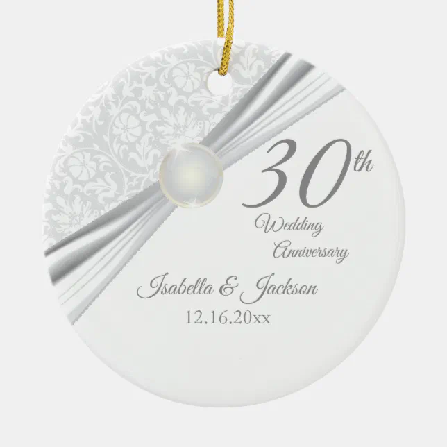 30th Pearl Anniversary Ceramic Ornament | Zazzle