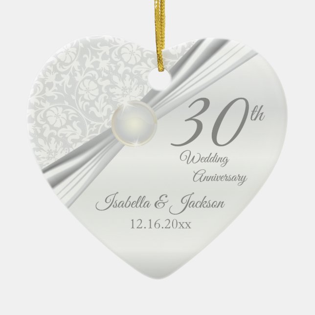 30th Pearl  Anniversary Ceramic Ornament (Front)