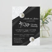30th Pearl Anniversary Design - Black and White Invitation (Standing Front)