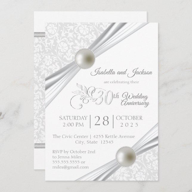 30th Pearl Anniversary Design Invitation (Front/Back)