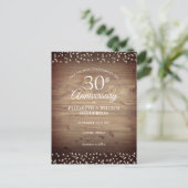 30th Pearl Anniversary Save the Date Rustic Wood Postcard (Standing Front)