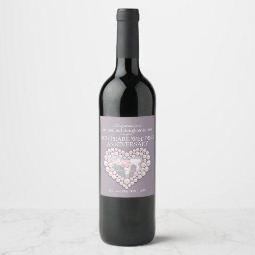 30th pearl heart anniversary custom wine labels