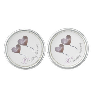 30th pearl purple balloon wedding anniversary cufflinks
