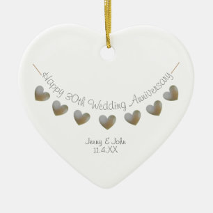 30th pearl wedding anniversary bunting gift ceramic ornament