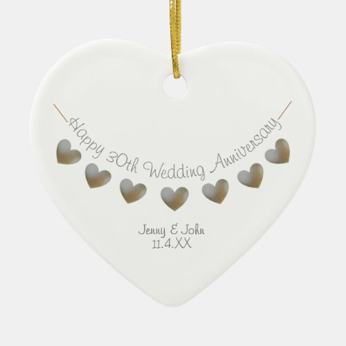 30th pearl wedding anniversary bunting gift  ceramic ornament