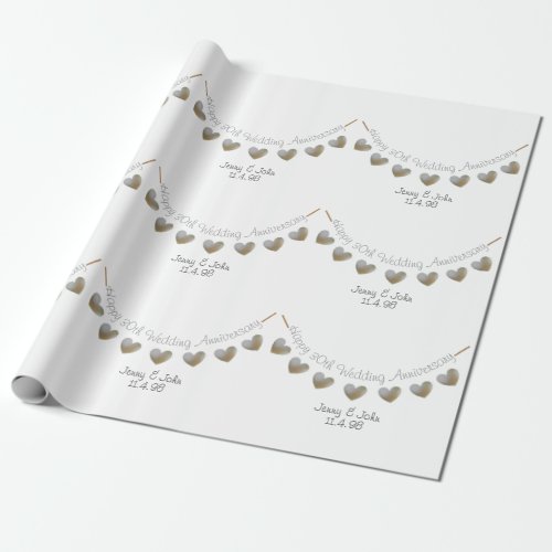 30th pearl wedding anniversary bunting wrapping paper
