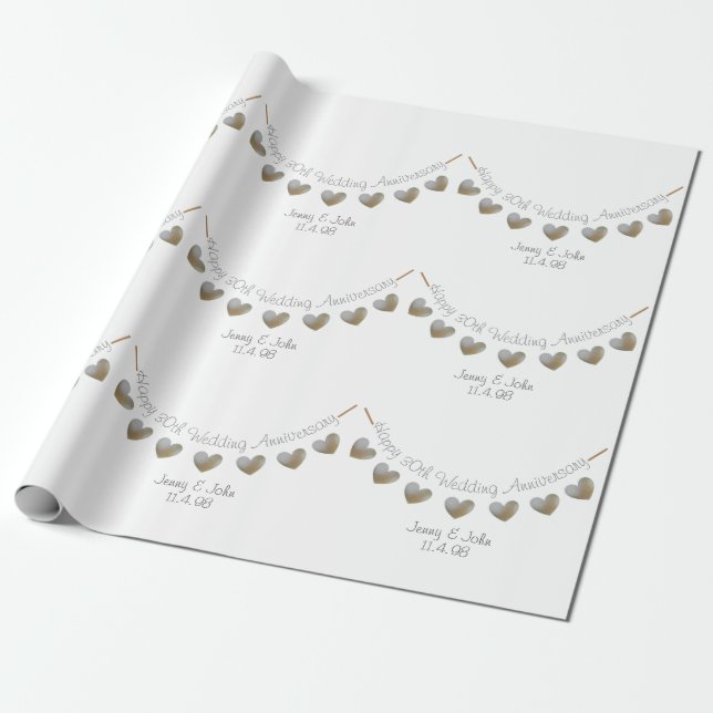 30th pearl wedding anniversary bunting wrapping paper (Unrolled)