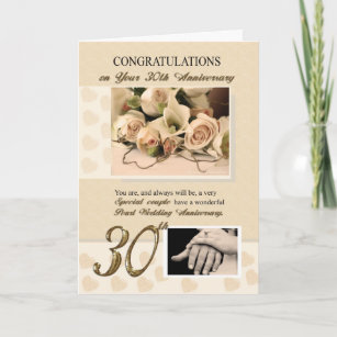 30th Pearl Wedding Anniversary Card