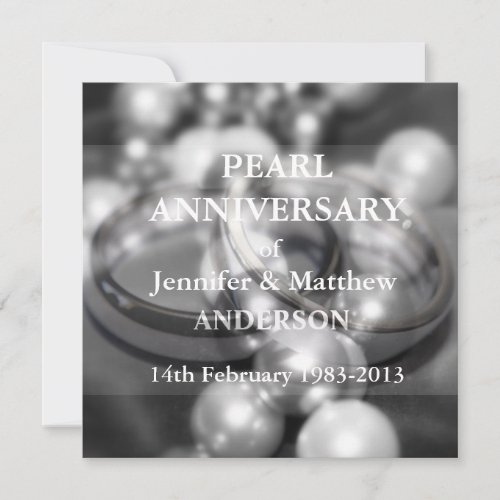 30th Pearl Wedding Anniversary CelebarationBW Invitation