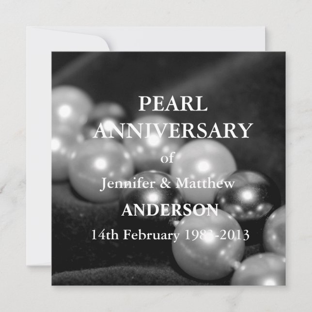 30th Pearl Wedding Anniversary Celebarationll(B&W) Invitation (Front)