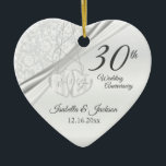 30th Pearl Wedding Anniversary Ceramic Ornament<br><div class="desc">30th Pearl Wedding Anniversary Ornament ready for you to personalize. Can also be used for other occasions such as a birthday, friendship, bridal gift, engagement, years of service, etc... by simply changing the wording 📌If you need further customization, please click the "Click to Customize further" or "Customize or Edit Design"button...</div>