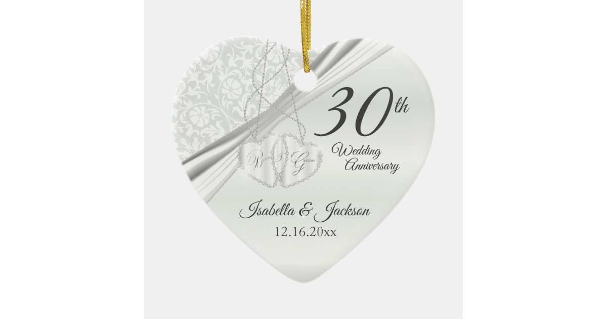 30th Pearl Wedding Anniversary Ceramic Ornament | Zazzle