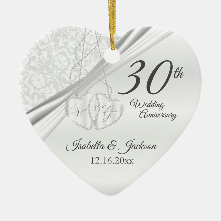 30th Pearl Wedding Anniversary Ceramic Ornament | Zazzle