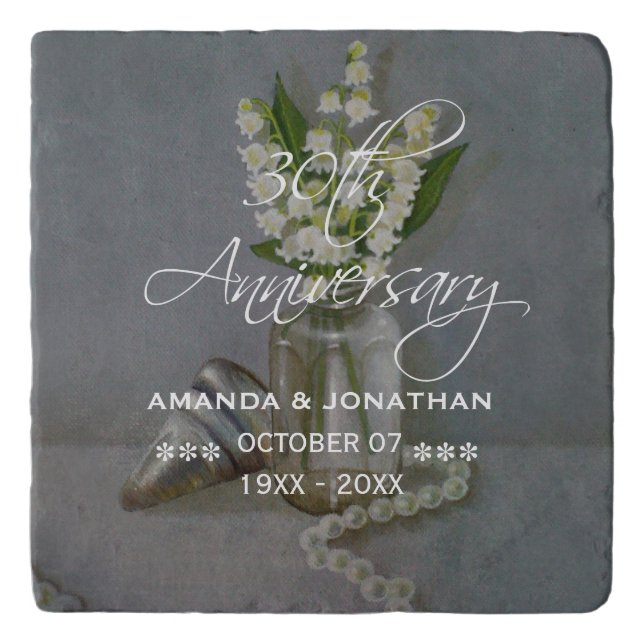 30th Pearl Wedding Anniversary Commemorative Trivet (Front)