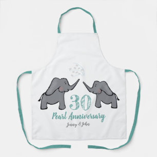 30th pearl wedding anniversary cute elephant apron