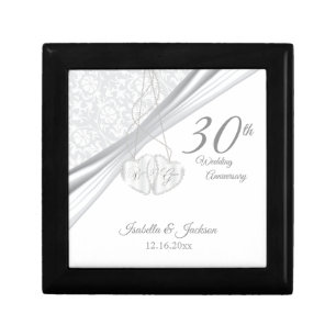 30th Pearl Wedding Anniversary Design Keepsake Box
