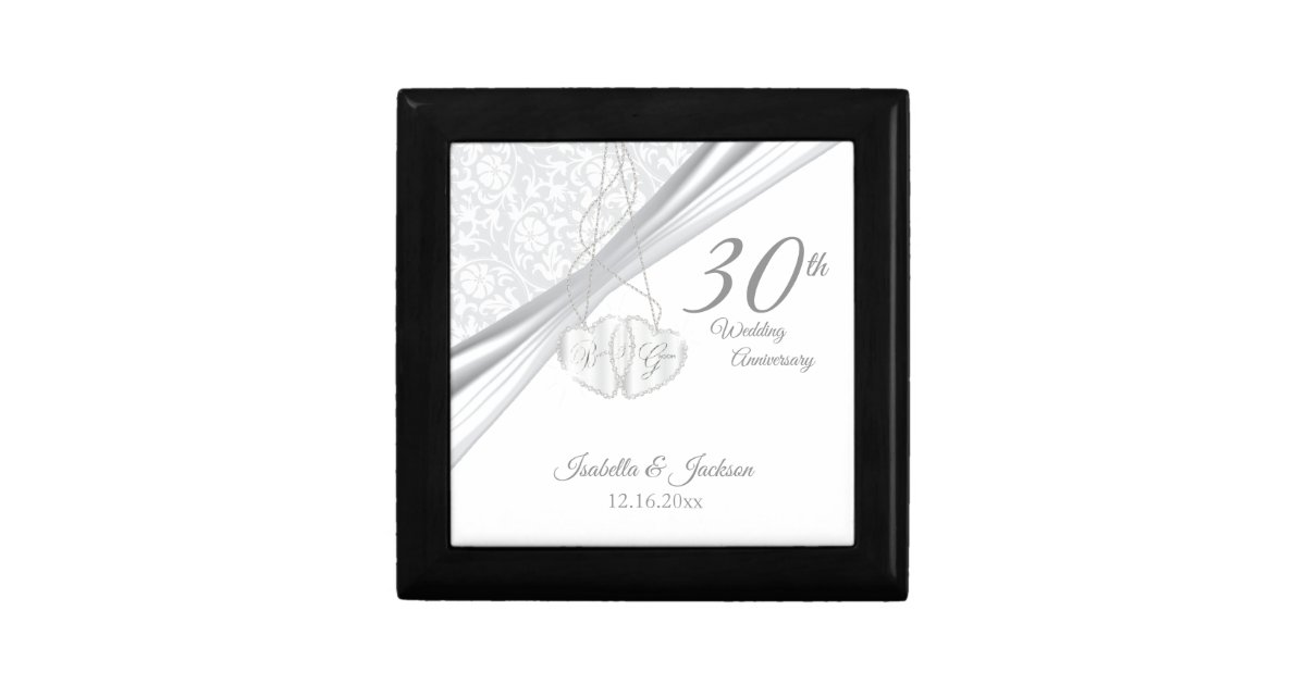 30th Pearl Wedding Anniversary Design Keepsake Box | Zazzle