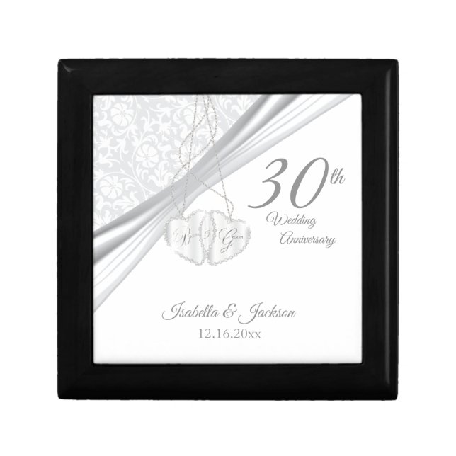 30th Pearl Wedding Anniversary Design Keepsake Box (Front)