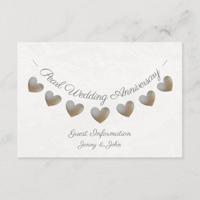30th pearl wedding anniversary guest information enclosure card (Front)