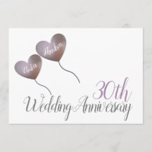 30th Pearl Wedding Anniversary heart balloon