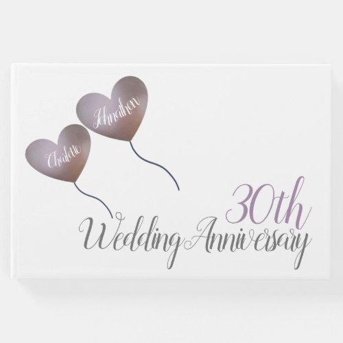 30th pearl wedding anniversary heart balloons guest book