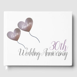 30th pearl wedding anniversary heart balloons guest book