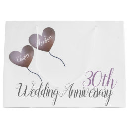 30th pearl wedding anniversary heart balloons large gift bag