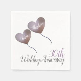30th pearl wedding anniversary heart balloons napkins