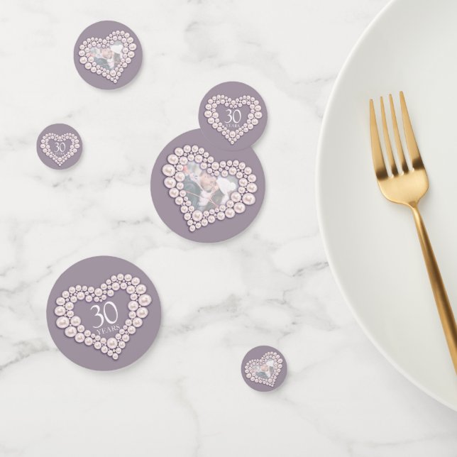 30th pearl wedding anniversary heart photo confetti (Group)