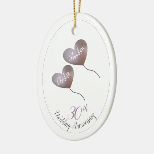 30th Pearl Wedding Anniversary husband  wife gift Ceramic Ornament