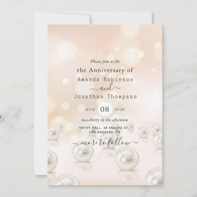 30th Pearl Wedding Anniversary Invitation (Front)