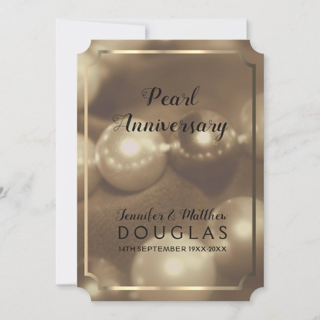 30th Pearl Wedding Anniversary Nostalgia Invites © (Front)