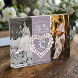 30th pearl wedding anniversary now and then photo acrylic award<br><div class="desc">30th pearl wedding anniversary Acrylic Award. Beautiful pearl effect heart shape printed graphics on a 30th wedding anniversary now and then photo card. Customize with your wedding anniversary couples now and then photos and names. The 30th wedding Anniversary is traditionally known as the pearl wedding and is associated with pearls...</div>
