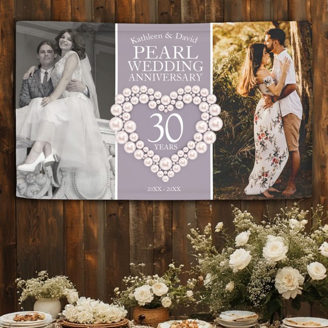 30th pearl wedding anniversary now and then photo banner (Creator Uploaded)