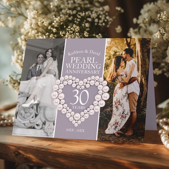 30th pearl wedding anniversary now and then photo card (Creator Uploaded)