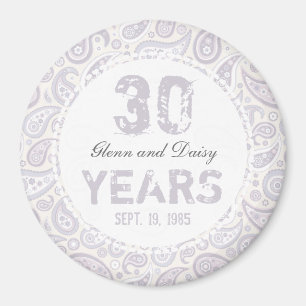 30th Pearl Wedding Anniversary Paisley Pattern Magnet