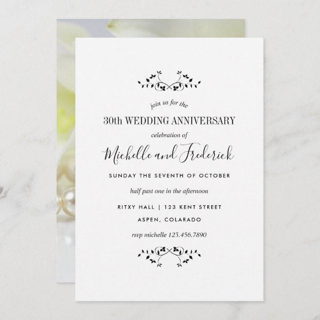 30th Pearl Wedding Anniversary Personalized Invitation (Front/Back)