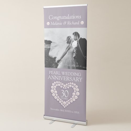 30th Pearl wedding anniversary photo heart Retractable Banner