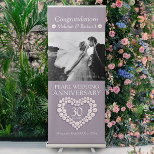 30th Pearl wedding anniversary photo heart Retractable Banner