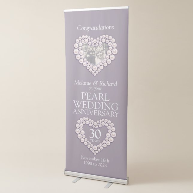 30th pearl wedding anniversary photo heart retractable banner (3/4)