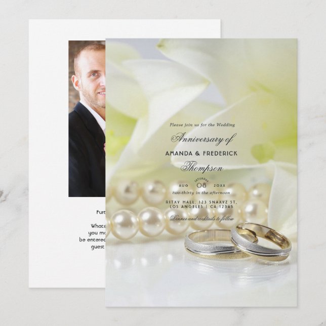 30th Pearl Wedding Anniversary Photo Invitation (Front/Back)