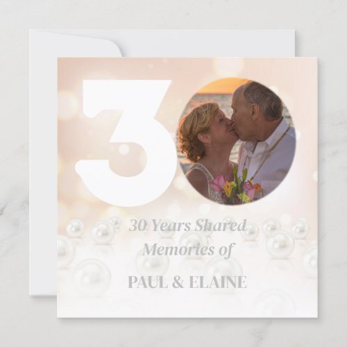 30th Pearl Wedding Anniversary Photo Personalized Invitation